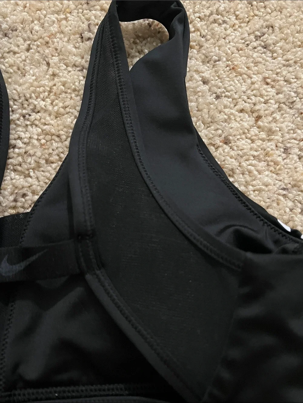 Nike Black and White Logo Swim Bikini Top